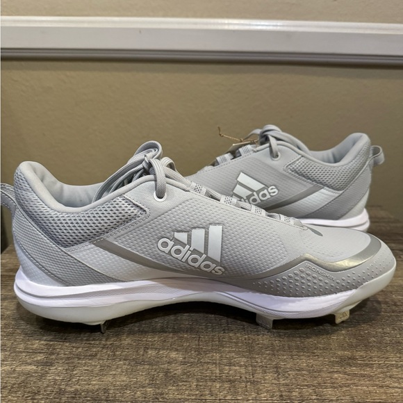 Adidas Icon 7 Metal Baseball Cleats Shoes Core Gray White Men's Size 12.5 - Picture 2 of 7